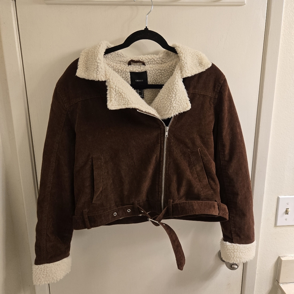 Forever 21 Brown and Cream Sherpa Jacket